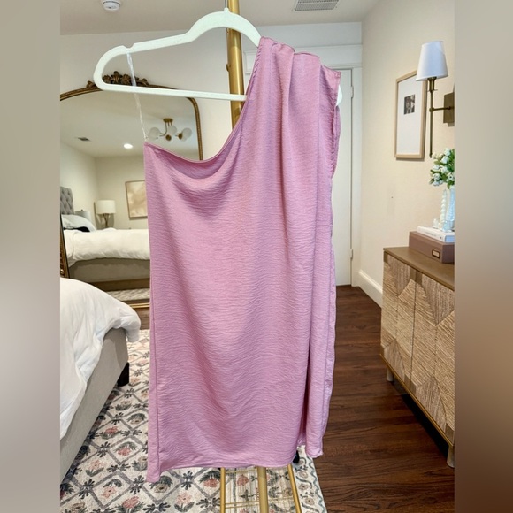 Entro Mauve Pink Blush One-Shoulder Draped Dress / Swim Cover-Up, Size Small - Picture 1 of 5